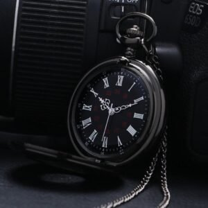 Black Vintage Half Hunter Pocket Watch - Classy Charm - Pocket Watch Net