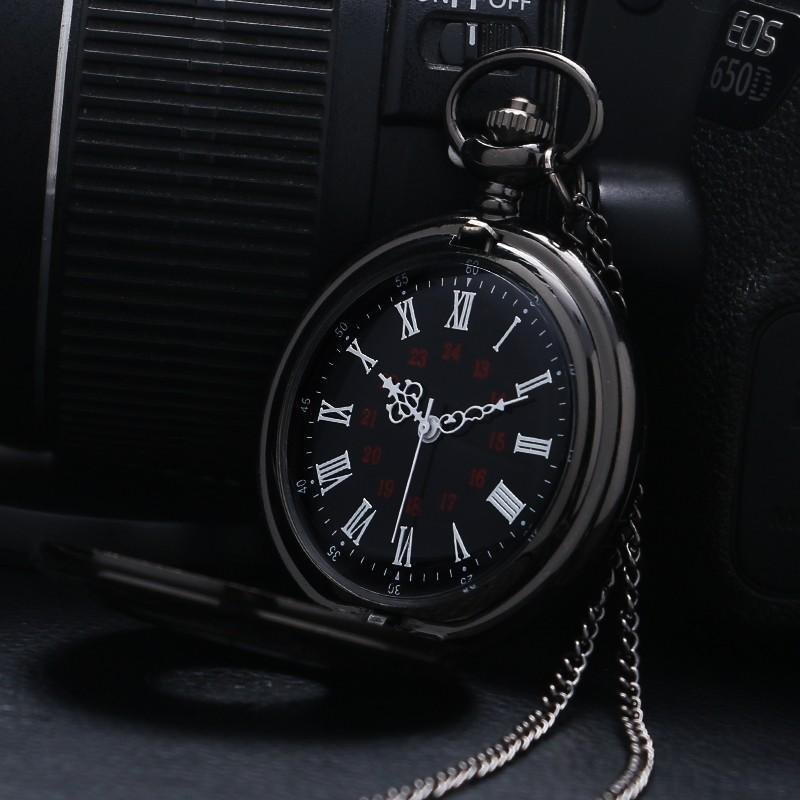 Black Vintage Half Hunter Pocket Watch - Classy Charm - Pocket Watch Net
