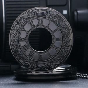 Black Vintage Half Hunter Pocket Watch - Classy Charm - Pocket Watch Net