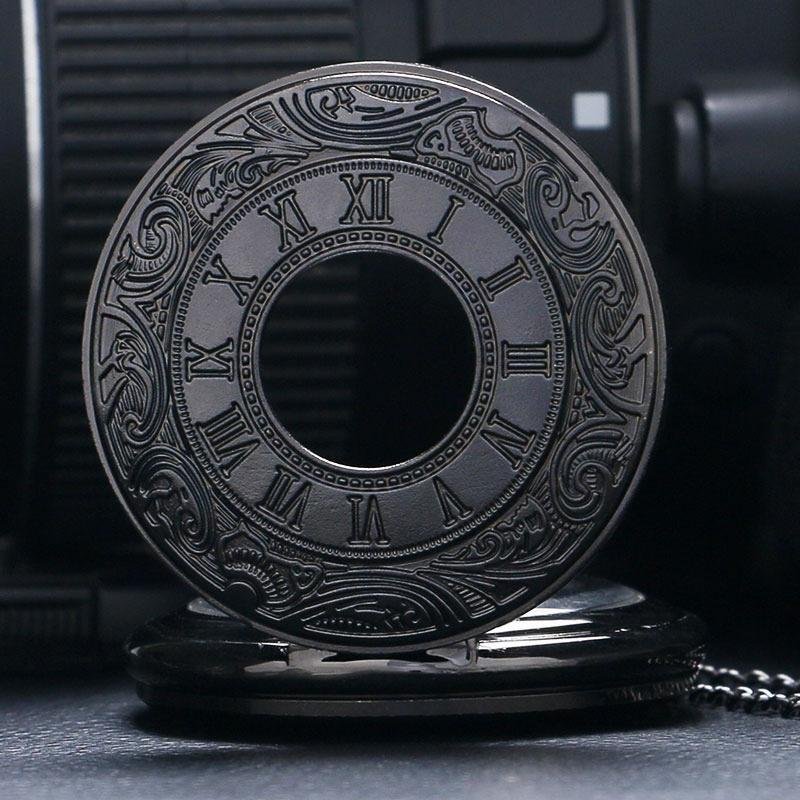 Black Vintage Half Hunter Pocket Watch - Classy Charm - Pocket Watch Net