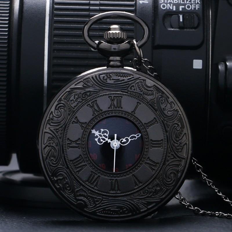 Black Vintage Half Hunter Pocket Watch - Classy Charm - Pocket Watch Net