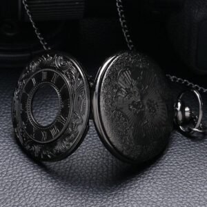 Black Vintage Half Hunter Pocket Watch - Classy Charm - Pocket Watch Net