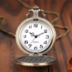 Bronze Full Hunter Quartz Pocket Watch - Wolf Pack - Pocket Watch Net