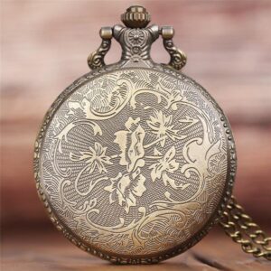 Bronze Full Hunter Quartz Pocket Watch - Wolf Pack - Pocket Watch Net