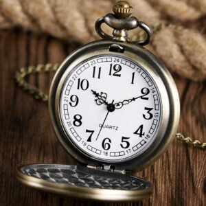 Bronze Quartz Full Hunter Pocket Watch - American Wolf - Pocket Watch Net