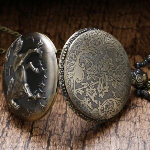 Bronze Quartz Full Hunter Pocket Watch - Bucephalus - Pocket Watch Net