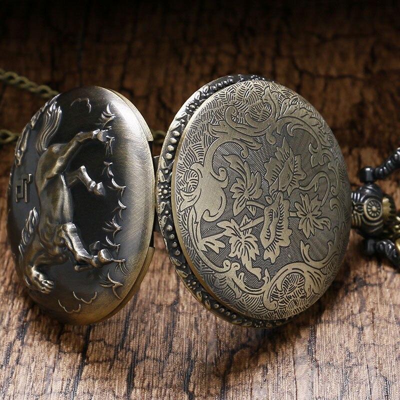 Bronze Quartz Full Hunter Pocket Watch - Bucephalus - Pocket Watch Net