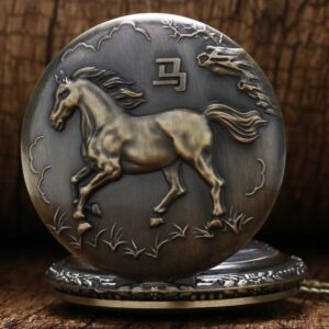 Bronze Quartz Full Hunter Pocket Watch - Bucephalus - Pocket Watch Net