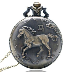 Bronze Quartz Full Hunter Pocket Watch - Bucephalus - Pocket Watch Net