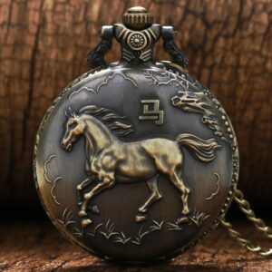 Bronze Quartz Full Hunter Pocket Watch - Bucephalus - Pocket Watch Net