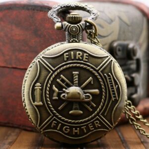 Bronze Quartz Full Hunter Pocket Watch - FireFighter - Pocket Watch Net