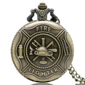 Bronze Quartz Full Hunter Pocket Watch - FireFighter - Pocket Watch Net