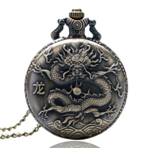 Bronze Quartz Full Hunter Pocket Watch - Original Dragon - Pocket Watch Net