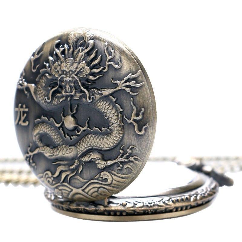 Bronze Quartz Full Hunter Pocket Watch - Original Dragon - Pocket Watch Net