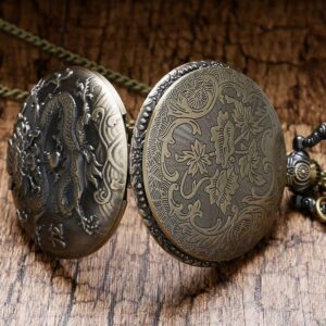 Bronze Quartz Full Hunter Pocket Watch - Original Dragon - Pocket Watch Net