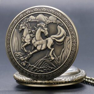 Bronze Quartz Full Hunter Pocket Watch - Pegasus - Pocket Watch Net