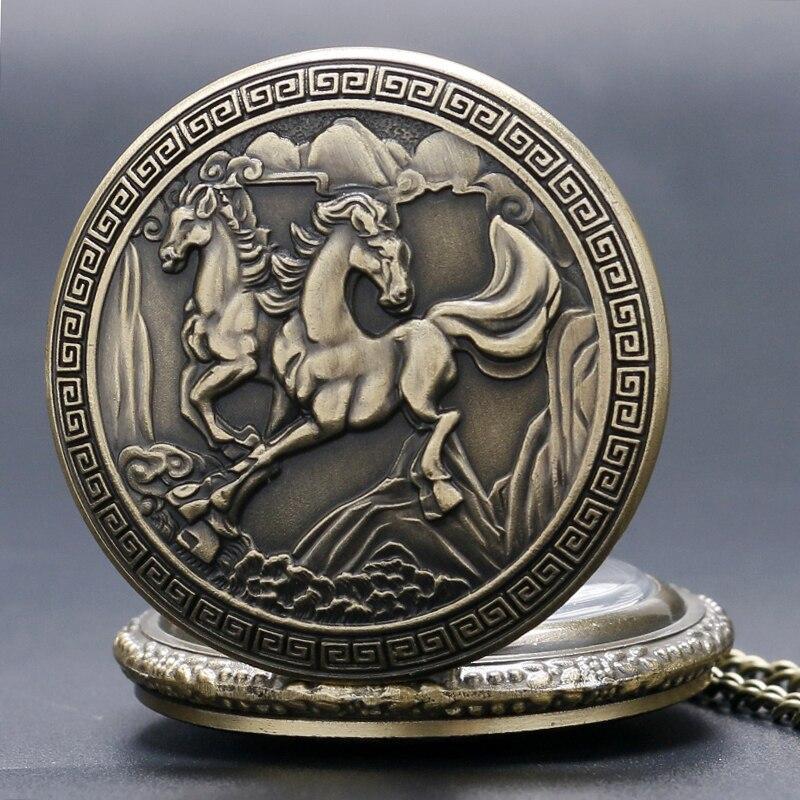 Bronze Quartz Full Hunter Pocket Watch - Pegasus - Pocket Watch Net