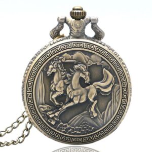 Bronze Quartz Full Hunter Pocket Watch - Pegasus - Pocket Watch Net