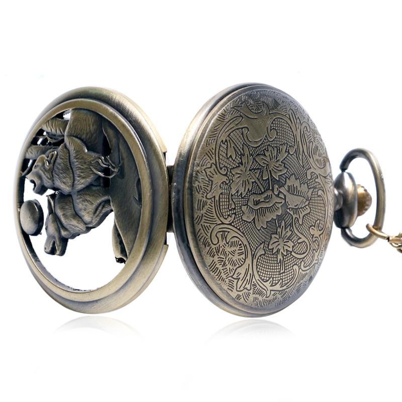 Bronze Quartz Full Hunter Pocket Watch - Romulus & Remus - Pocket Watch Net