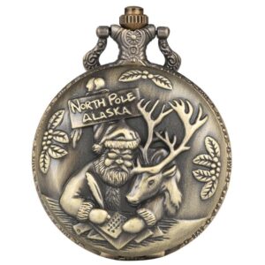 Bronze Quartz Full Hunter Pocket Watch - Santa Klaus - Pocket Watch Net