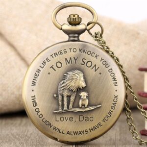 Bronze Quartz Full Hunter Pocket Watch - Simba - Pocket Watch Net