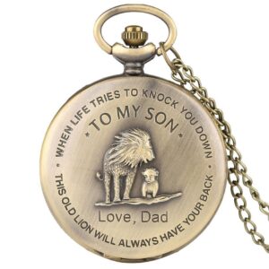 Bronze Quartz Full Hunter Pocket Watch - Simba - Pocket Watch Net