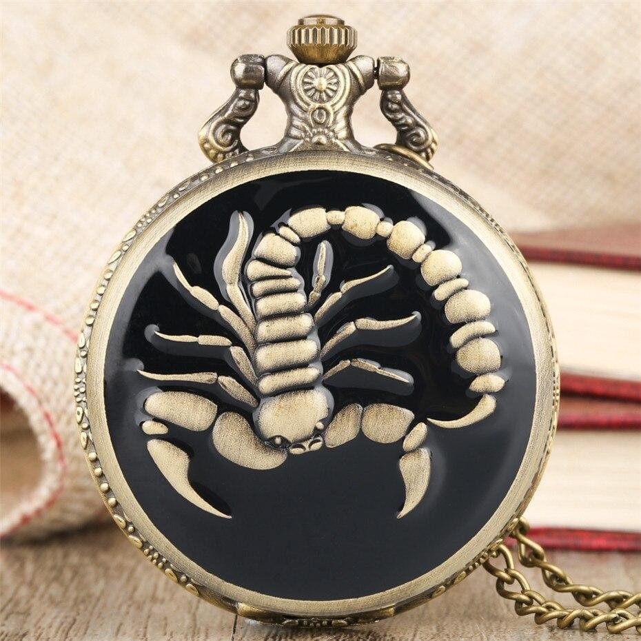 Bronze Steampunk Quartz Full Hunter Pocket Watch - Skorp - Pocket Watch Net