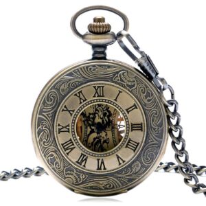 Bronze vintage Half Hunter Mechanical Pocket Watch - Mecha Peaky - Pocket Watch Net