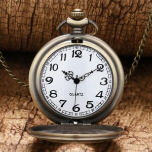 Bronze Vintage Half Hunter Quartz Pocket Watch - Peaky - Pocket Watch Net