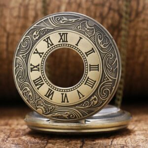 Bronze Vintage Half Hunter Quartz Pocket Watch - Peaky - Pocket Watch Net