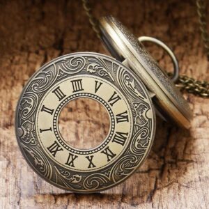 Bronze Vintage Half Hunter Quartz Pocket Watch - Peaky - Pocket Watch Net