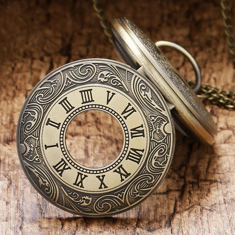 Bronze Vintage Half Hunter Quartz Pocket Watch - Peaky - Pocket Watch Net