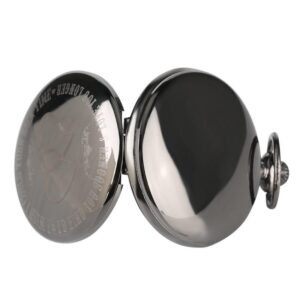 Engraving Full Hunter Quartz Pocket Watch - Black Flame - Pocket Watch Net