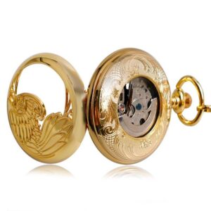 Gold Automatic Pocket Watch - Golden Bird - Pocket Watch Net