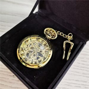 Gold Mechanical Skeleton Pocket Watch - Belphegor - Pocket Watch Net