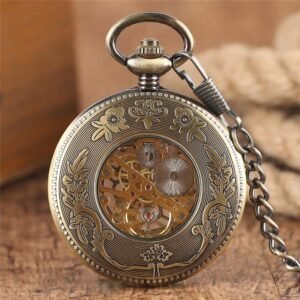 Men's Mechanical Half Hunter Pocket Watch - Golden Stars - Pocket Watch Net