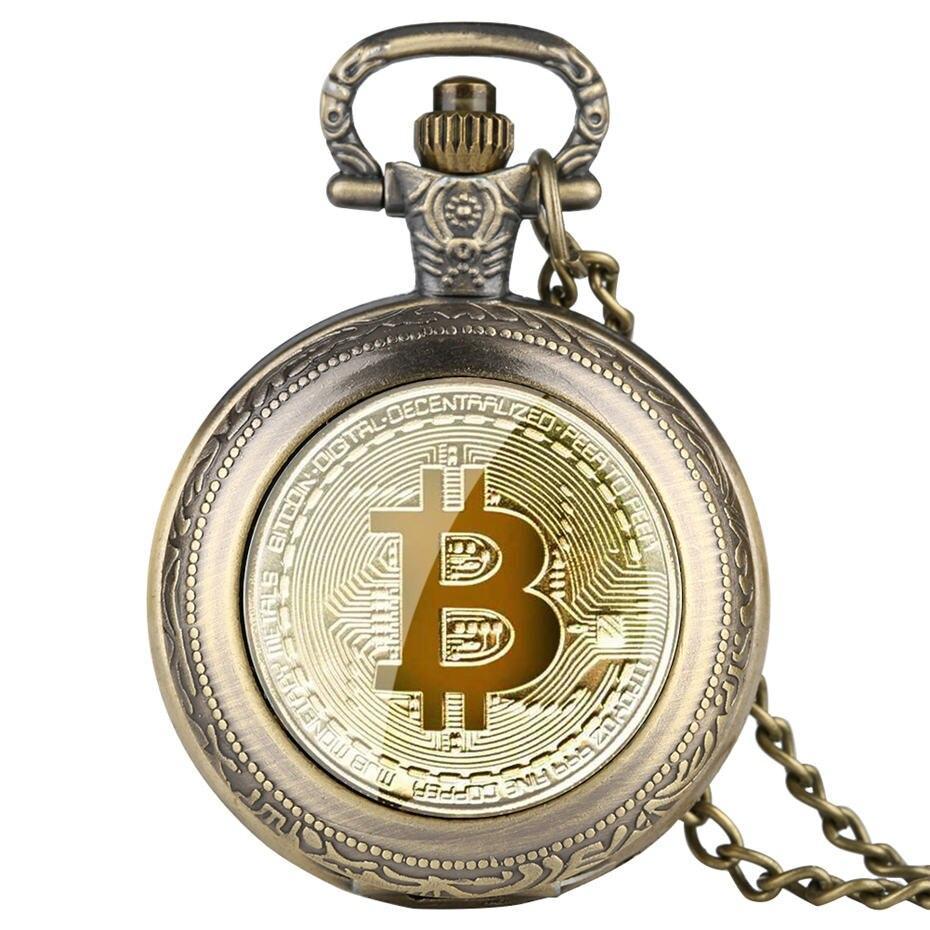 Modern Quartz Full Hunter Pocket Watch - Bitcoin - Pocket Watch Net