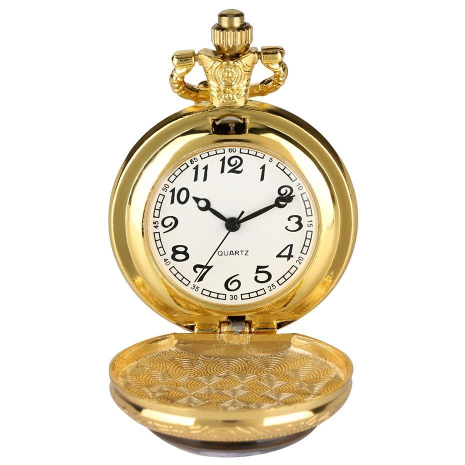 Modern Quartz Full Hunter Pocket Watch - Hypnotic Stained Glass - Pocket Watch Net