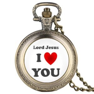 Modern Quartz Full Hunter Pocket Watch - Jesus Love - Pocket Watch Net