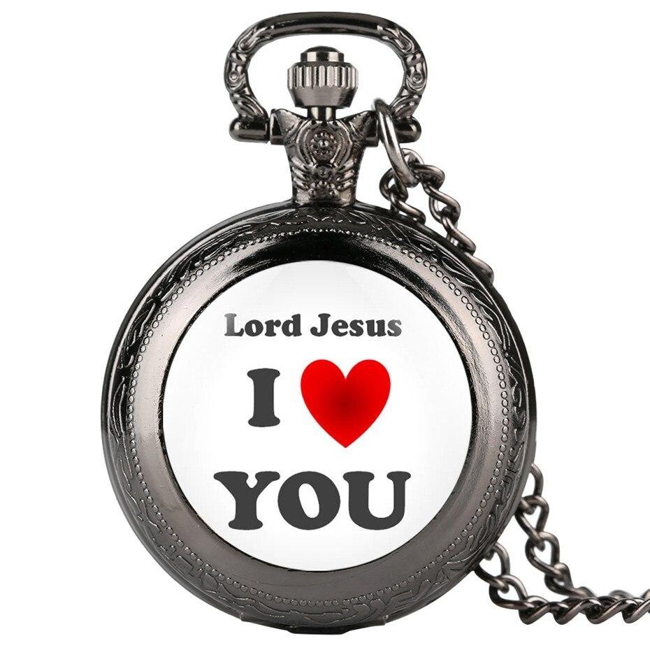 Modern Quartz Full Hunter Pocket Watch - Jesus Love - Pocket Watch Net