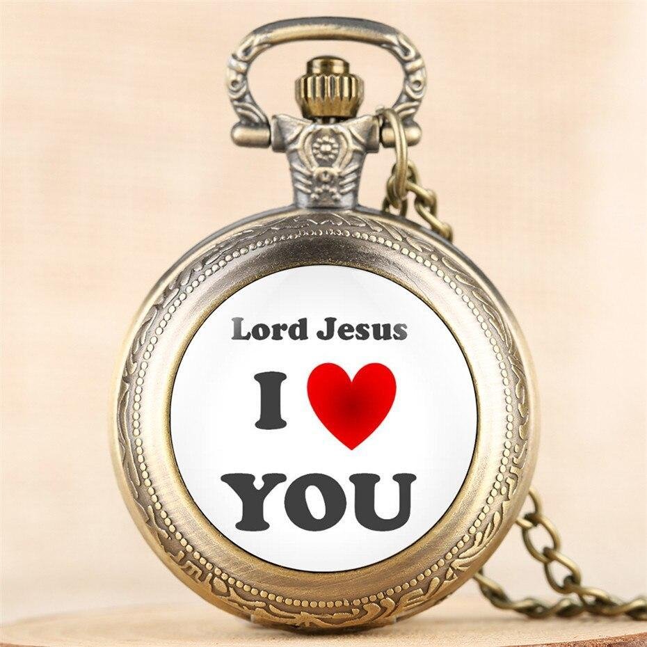 Modern Quartz Full Hunter Pocket Watch - Jesus Love - Pocket Watch Net