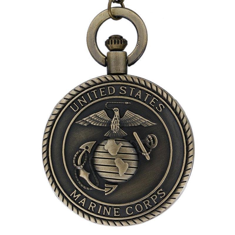 Modern Quartz Full Hunter Pocket Watch - Us Marines - Pocket Watch Net