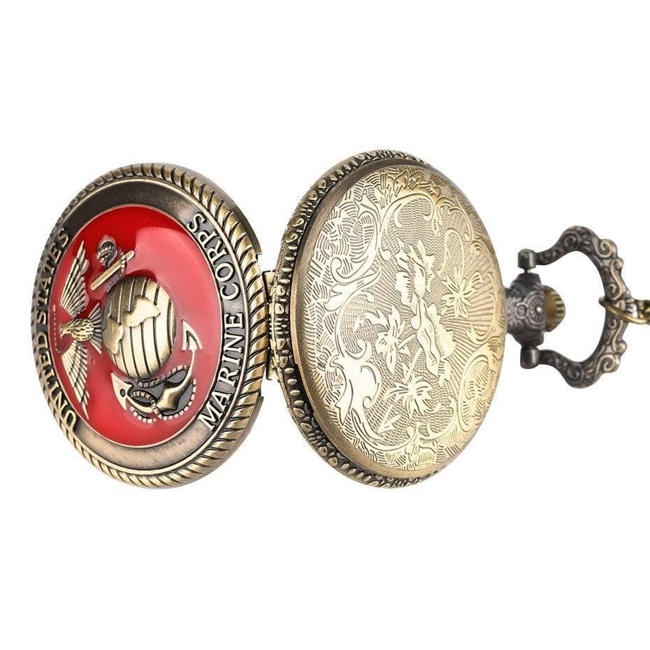 Modern Quartz Full Hunter Pocket Watch - Us Marines - Pocket Watch Net