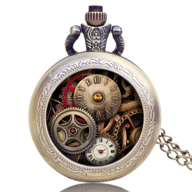 Modern Steampunk Quartz Full Hunter Pocket Watch - Gearpunk - Pocket Watch Net