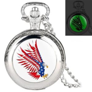 Quartz Full Hunter Pocket Watch - Phosphoric Eagle - Pocket Watch Net