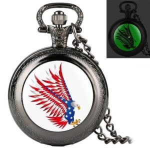 Quartz Full Hunter Pocket Watch - Phosphoric Eagle - Pocket Watch Net