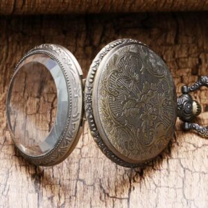 Quartz Open Face Magnifying Glass Pocket Watch  - Gustave - Pocket Watch Net