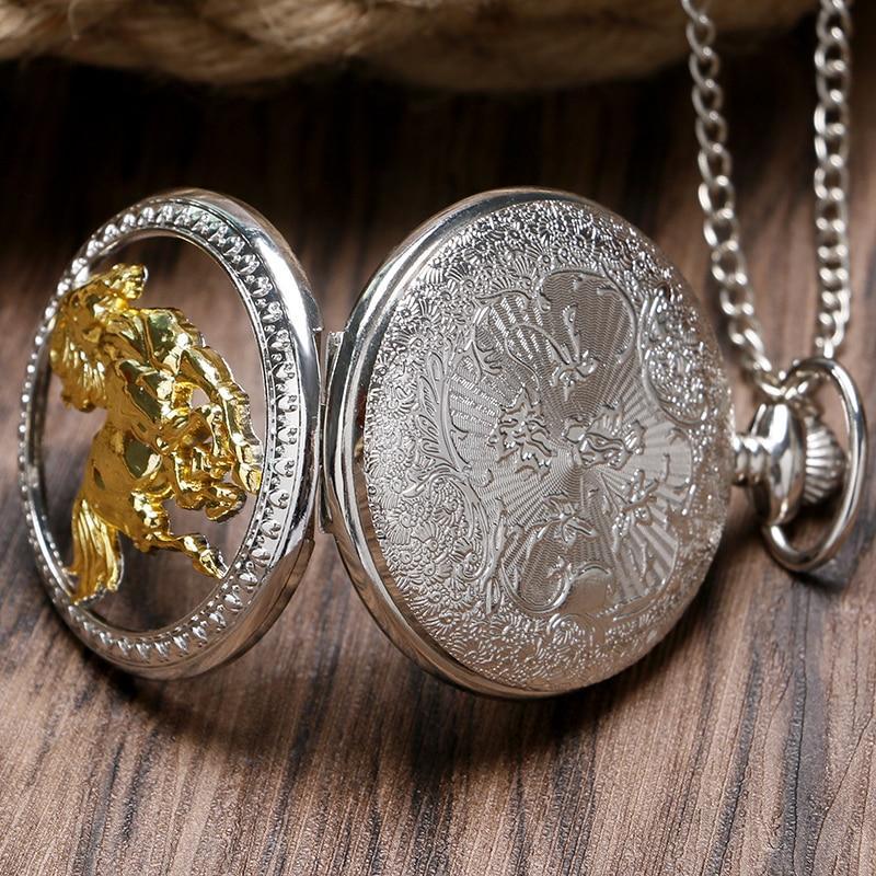 Silver Steampunk Quartz Pocket Watch - Freedom - Pocket Watch Net