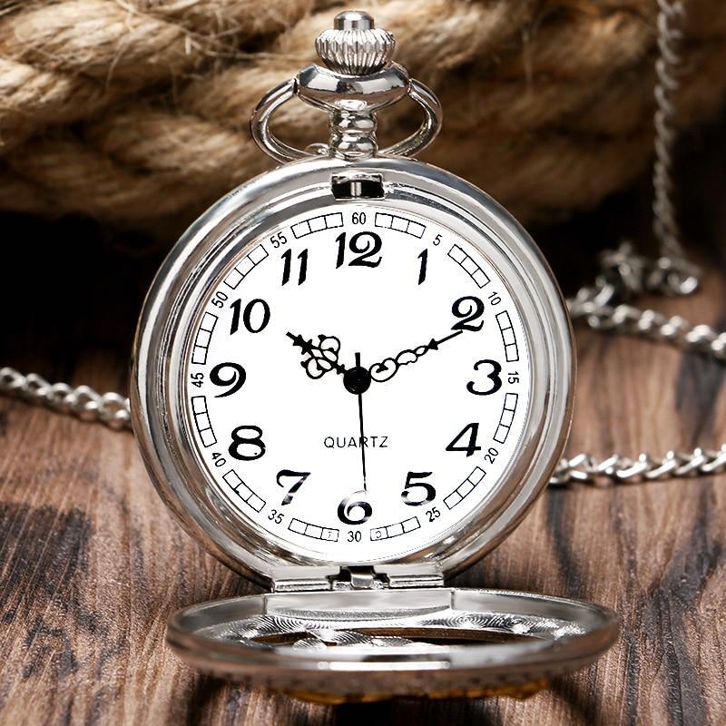 Silver Steampunk Quartz Pocket Watch - Freedom - Pocket Watch Net