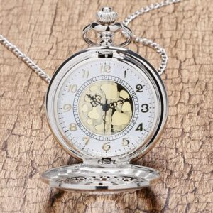 Vintage Half Hunter Quartz Pocket Watch - Golden Aura - Pocket Watch Net